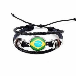 New Brazil Leather Adjustable Bracelet, Soccer, World Cup